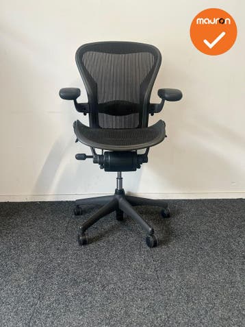 Herman Miller - Aeron - C - zwart voetkruis - Met Lumbar, Werkplek, Ophalen of Verzenden, Gebruikt, Stoel