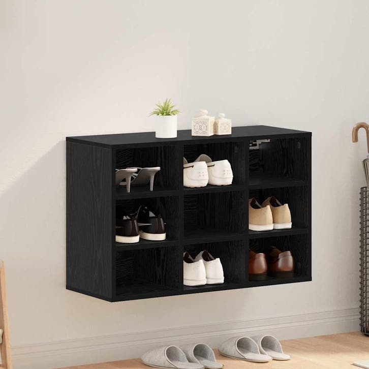 vidaXL Schoenenkast 77,5 x 30 x 51 cm Bewerkt hout Zwart, Huis en Inrichting, Kasten | Schoenenrekken, Nieuw, Verzenden