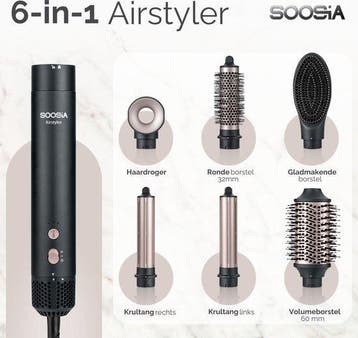 2dekans | Soosia 6-in-1 Airstyler - Föhn & Krultang -, Ophalen of Verzenden, Zo goed als nieuw