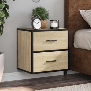 vidaXL Nachtkastjes 2 st wandgemonteerd 40x31x39,5cm sonoma, Verzenden, Nieuw, Hout
