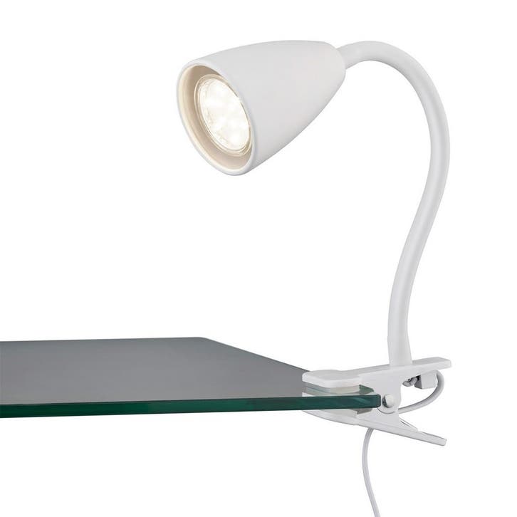 LED Klemlamp - Trion Wandy - GU10 Fitting - Wit, Huis en Inrichting, Lampen | Tafellampen, Nieuw, Metaal, Ophalen of Verzenden