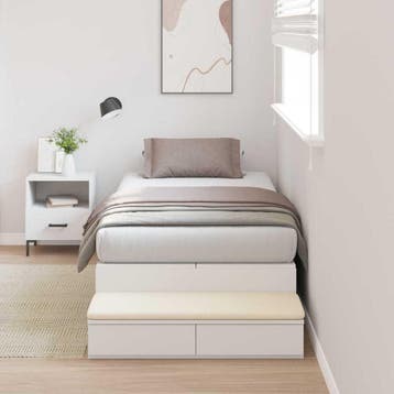 vidaXL Opbergbedframe met lade met opslag Wit 100 cm Bewerkt, Verzenden, Nieuw, Wit, Hout