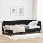 vidaXL Hoekbedframe Zwart 90 x 190 cm Fluweel, Verzenden, Nieuw, Zwart, Stof