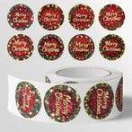 Sluitstickers kerstetiketten merry christmas hulstblad en, Ophalen of Verzenden, Nieuw