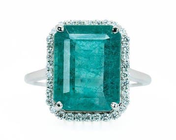 Zonder minimumprijs - Ring - 14 karaat Witgoud, Green, Nieuw