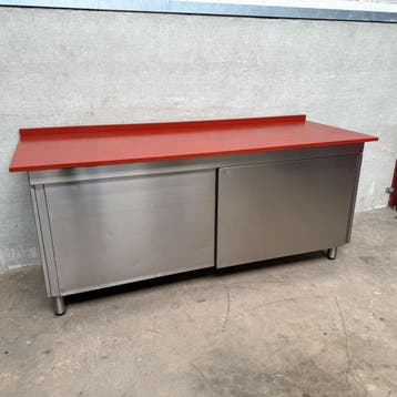 RVS Werkkast Snijtafel met opbergruimte 200 cm Horeca, Ophalen of Verzenden, Gebruikt, RVS Meubilair