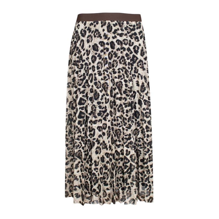 Frogbox • geplooide luipaard rok • 36, Kleding | Dames, Rokken, Bruin, Nieuw, Maat 36 (S), Verzenden