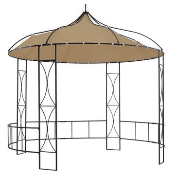 vidaXL Prieel rond 300x290 cm taupe, Tuin en Terras, Partytenten, Verzenden, Nieuw