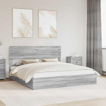 vidaXL Opslag bed met lade Grijs Sonoma 180 x 200 cm Bewerkt, Huis en Inrichting, Slaapkamer | Bedden, Verzenden, Nieuw, Grijs