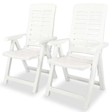 Tuinstoelen verstelbaar wit | Retourdeal 35% Korting, Tuin en Terras, Ophalen of Verzenden, Zo goed als nieuw, Kunststof, Inklapbaar