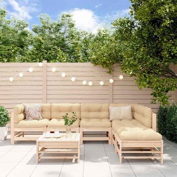 vidaXL 7-delige Loungeset massief grenenhout, Verzenden, Nieuw, 7 zitplaatsen, Loungeset