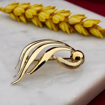 Gouden abstracte broche, Ophalen of Verzenden, Gebruikt, Goud, Goud