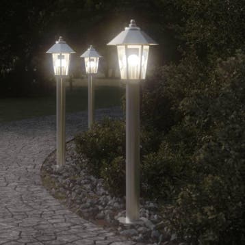 vidaXL Vloerlamp voor buiten 3 st 80 cm roestvrijstaal, Verzenden, Nieuw, Vloerlamp