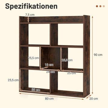 2dekans | Coast Boekenkast met 7 Open Vakken – 80 x 20 x 90, Ophalen of Verzenden, Zo goed als nieuw