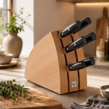 Yaxell Zen Messenset – 7-delig – Beukenhouten Messenblok, Ophalen of Verzenden, Nieuw, Hout, Bestekset