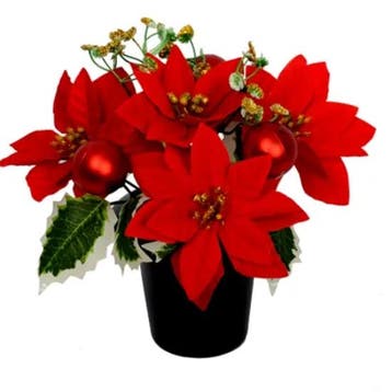 Kerstster kerstroos zijden poinsettia met hedera klimop en, Ophalen of Verzenden, Nieuw