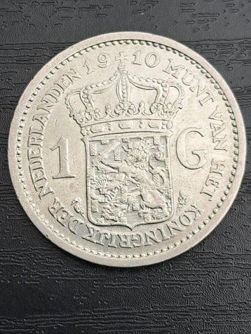 Nederland. Wilhelmina. 1 Gulden 1910 Prachtig