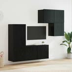 vidaXL TV-kast Wandgemonteerd 4 pcs Zwart Eiken Bewerkt hout, Minder dan 50 cm, Verzenden, Nieuw, Minder dan 100 cm
