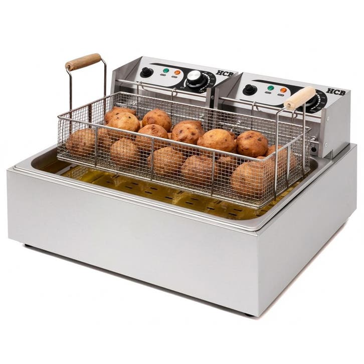 HCB Oliebollen friteuse - 14 liter - 2 x 230V - RVS, Zakelijke goederen, Horeca | Keukenapparatuur, Verzenden