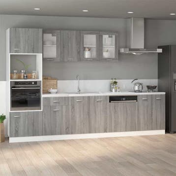 vidaXL Gootsteenkast Lyon 80x46x81,5cm bewerkt hout grijs, Verzenden, Nieuw, Grijs