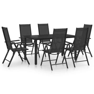 vidaXL 7-delige Tuinset aluminium zwart, Verzenden, Nieuw, Aluminium, Tuinset