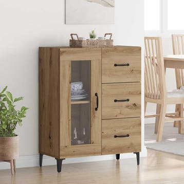 vidaXL Dressoir Artisan Eiken 69,5 x 34 x 90 cm, Verzenden, Nieuw, Overige houtsoorten, Minder dan 50 cm
