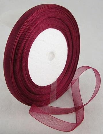 2 meter Organza lint 10mm breed per meter,  Bordeaux rood, Ophalen of Verzenden, Nieuw, Draad