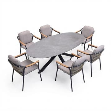Puccini Nova dining tuinset 220x120xH75 cm 7 delig, Ophalen of Verzenden, Nieuw