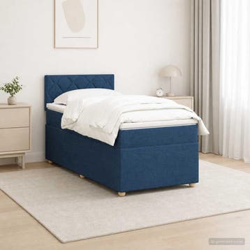 vidaXL Boxspringbed met matras met hoofdeinde Blauw 80 x 200, Verzenden, Nieuw, Eenpersoons, Blauw