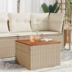 vidaXL Tuintafel 55x55x37 cm poly rattan en acaciahout beige, Verzenden, Nieuw