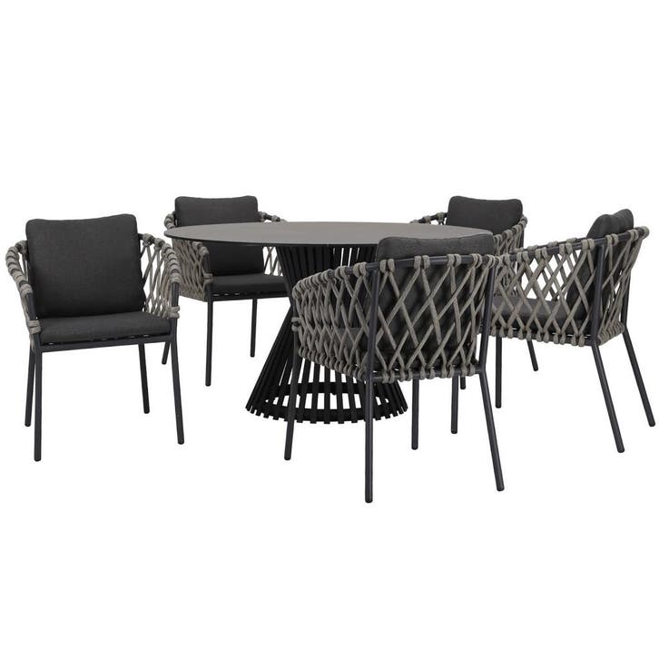 Amalfi Pasadena dining tuinset 140 cm rond 6 delig, Tuin en Terras, Tuinsets en Loungesets, Nieuw, Ophalen of Verzenden