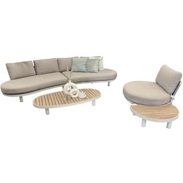 Castello organische stoel bank loungeset 5 delig latte zand, Ophalen of Verzenden, Nieuw, Aluminium