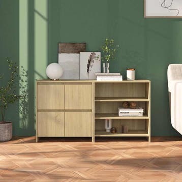 vidaXL 2 st Dressoirs bewerkt hout sonoma eikenkleurig, Verzenden, Nieuw, Overige houtsoorten, Minder dan 50 cm