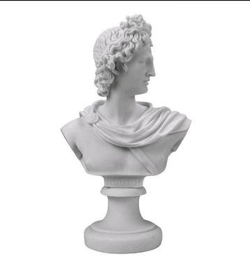 Beeld, Dio Apollo busto testa statua greca - 23 cm - Marmer