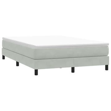 vidaXL Boxspring zonder matras fluweel lichtgrijs 140x210 cm, Verzenden, Nieuw, Grijs, Stof