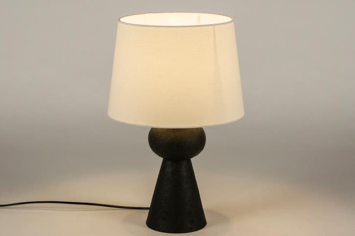 Rietveld Tafellampen - Wit, Zwart - Kunststof, Stof, Huis en Inrichting, Lampen | Tafellampen, Verzenden