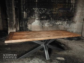 Industriële tafel Bowie - (Eiken) met stalen poten, Huis en Inrichting, Tafelonderdelen, Nieuw
