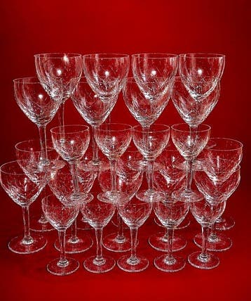 Drinkservies - vintage - geslepen kristal - 30 glazen :, Antiek en Kunst