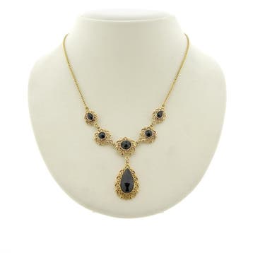Antiek gouden collier met granaat stenen (Ketting), Gebruikt, Ophalen of Verzenden, Met edelsteen, Goud