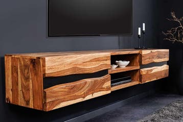 Hangend tv-meubel AMAZONAS 160cm bruin Sheesham massief hout, Ophalen of Verzenden, Nieuw