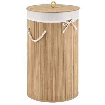 Bamboe Wasmand Curly - 55 Liter - Natuurkleur - Incl. Waszak, Verzenden, Nieuw