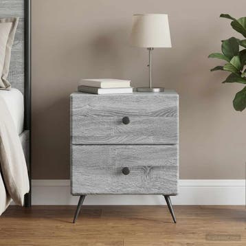 vidaXL Nachtkastje Grijs sonoma 43 x 34,5 x 47,5 cm Bewerkt, Minder dan 45 cm, Verzenden, Nieuw, Minder dan 55 cm