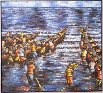 Eric Borketey fishermen to sea - Ghana.