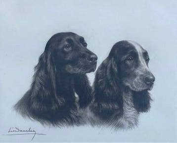 Léon Danchin (1887-1938) - Pareja de perros