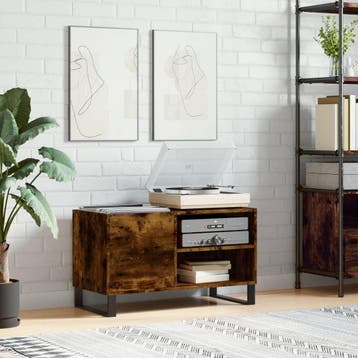 vidaXL Platenkast 85x38x48 cm bewerkt hout gerookt, Verzenden, Nieuw