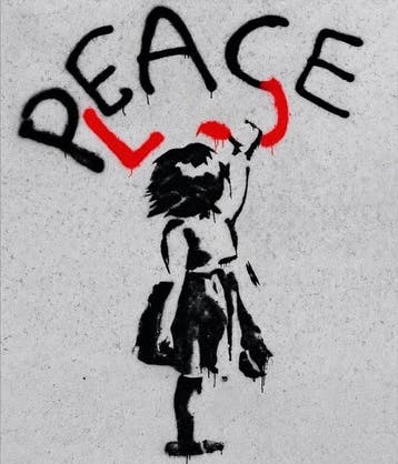 EMIR BERCUTTE - STREET ART PEACE AND LOVE - Toile L