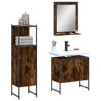 vidaXL 3-delige Badkamermeubelset bewerkt hout gerookt, Verzenden, Nieuw, Overige typen