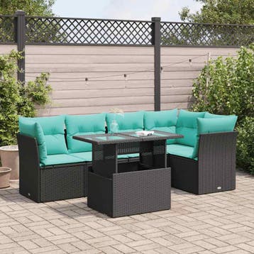 vidaXL 6-delige Loungeset met kussens poly rattan acacia, Verzenden, Nieuw, Loungeset