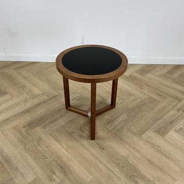 design bijzettafel - zwart glazen inlegblad, (hxbxd), Huis en Inrichting, Ophalen of Verzenden, Gebruikt