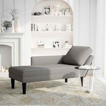 vidaXL Chaise longue met kussen corduroy stof lichtgrijs, Verzenden, Nieuw